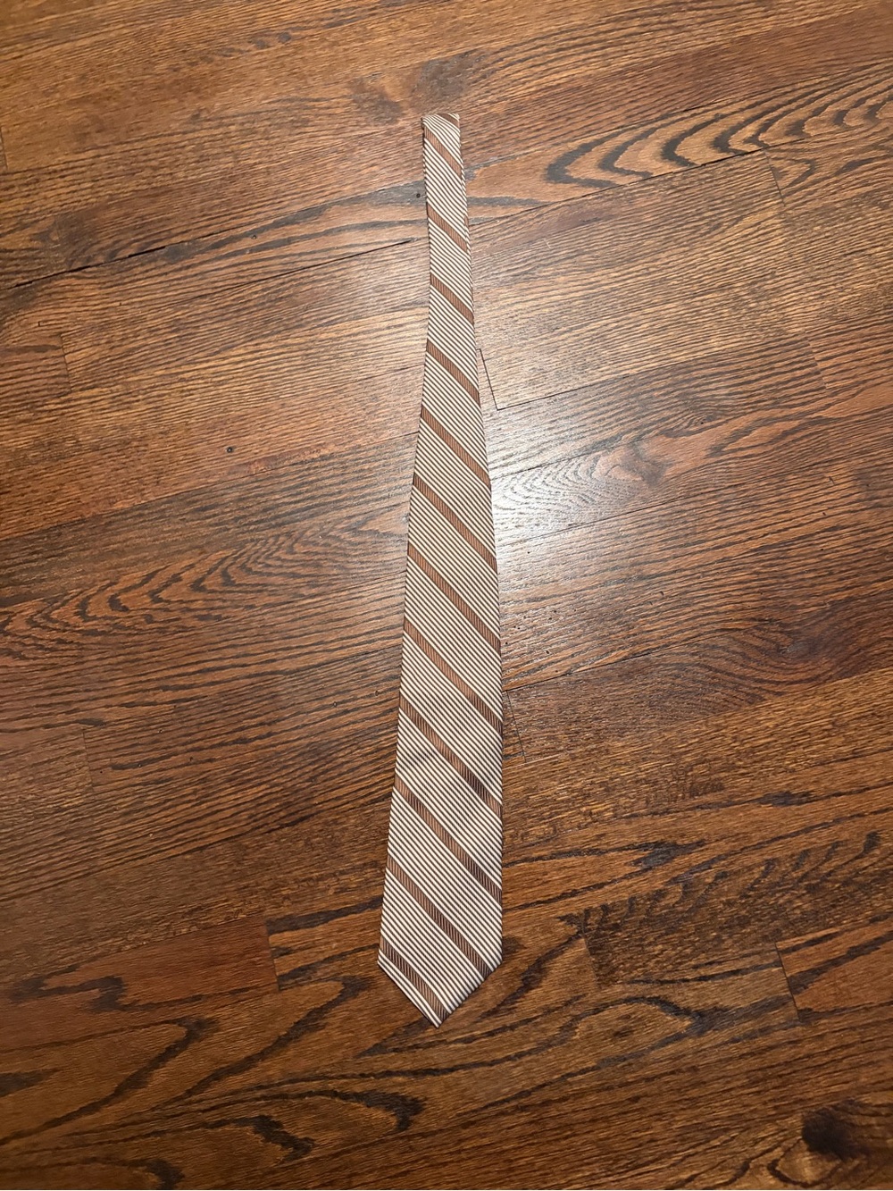 Faconnable Men's Striped Silk Tie in Beige and Brown